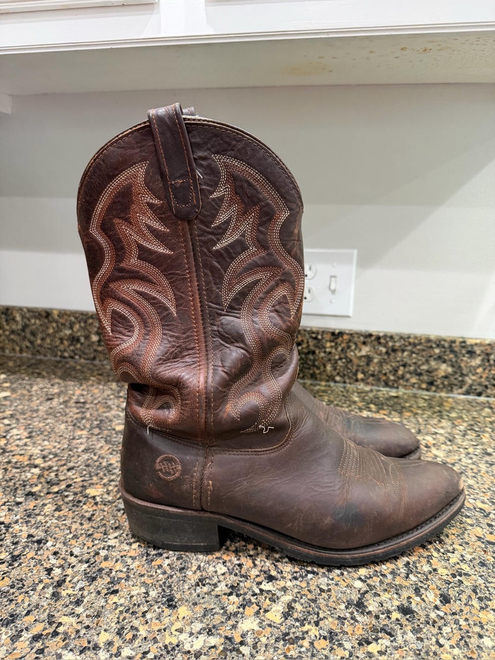 Men's double H size 11 Brown Leather Western Work Boots